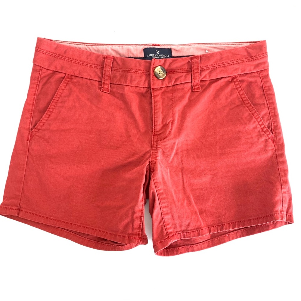 American Eagle Midi Short in Coral Red